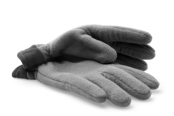 Male fleece gloves on white background