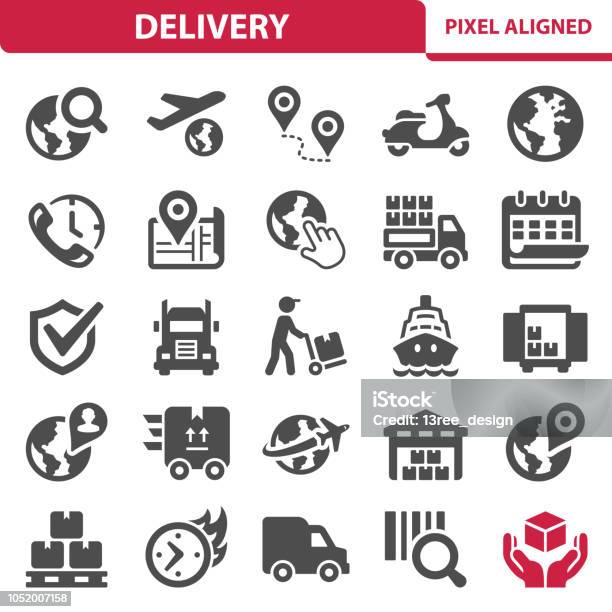 Delivery Icons Stock Illustration - Download Image Now - Icon Symbol, Freight Transportation, Delivering