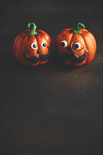 Pumpkin gentleman pair with mustaches