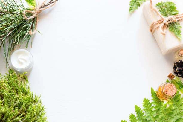 frame of natural cosmetics and soap
