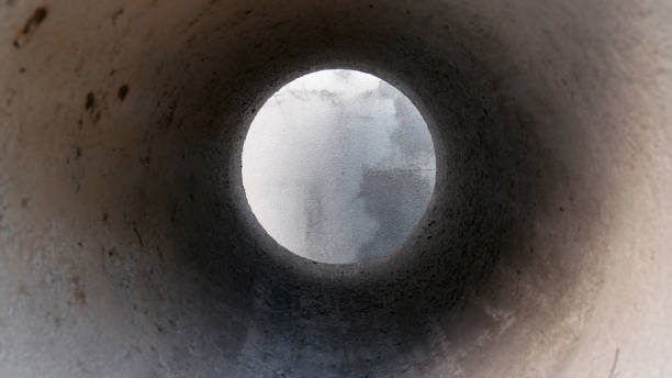 istock Inside the cement pond. Hole of cement pond. 1052056044