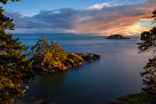 Seascapes of the shorelines of East Sooke Park on Vancouver Island, British Columbia, Canada