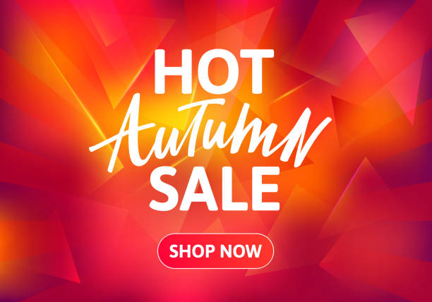 ilustrações de stock, clip art, desenhos animados e ícones de hot autumn sale brochure design. - red hot