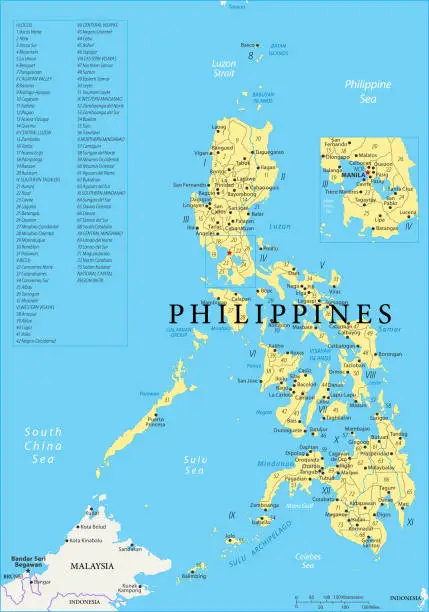 Vector illustration of Map of Philippines - Vector