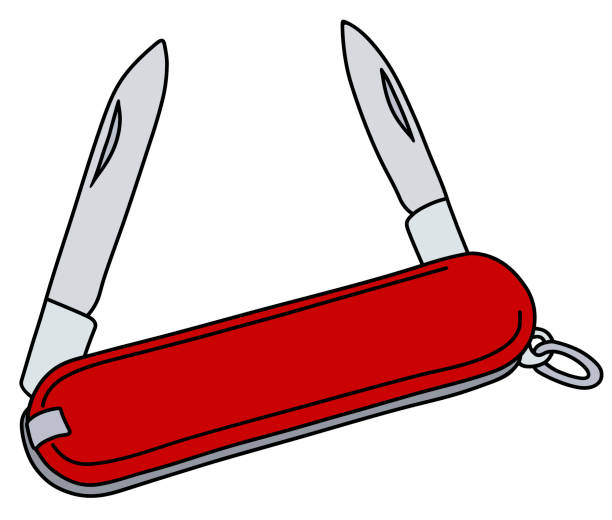 ilustraciones, imágenes clip art, dibujos animados e iconos de stock de el cuchillo de bolsillo rojo - penknife swiss culture army swiss military