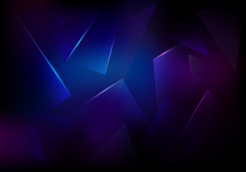 Vector Broken Glass Dark Purple and Blue Background. Explosion, Destruction Cracked Surface Illustration. Abstract 3d Bg for Night Party Posters, Banners or Advertisements