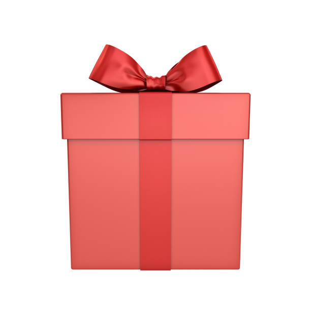 istock Red Gift Box or Present Box with red ribbon bow isolated on white background 3D rendering 1052146690