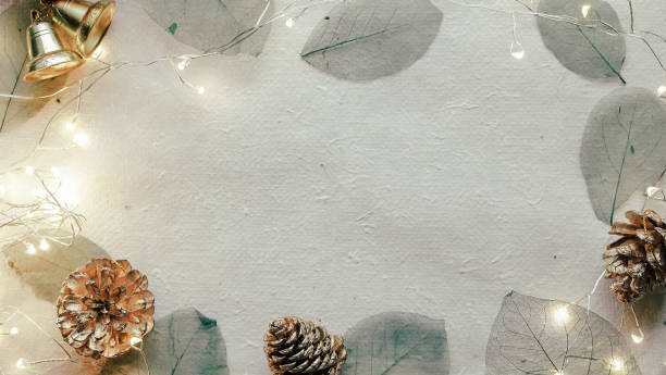 istock blank space, dry leaves and Christmas decoration for background 1052162092