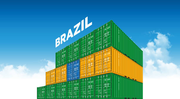 貨運集裝箱巴西國旗 - santos 幅插畫檔、美工圖案、卡通及圖標