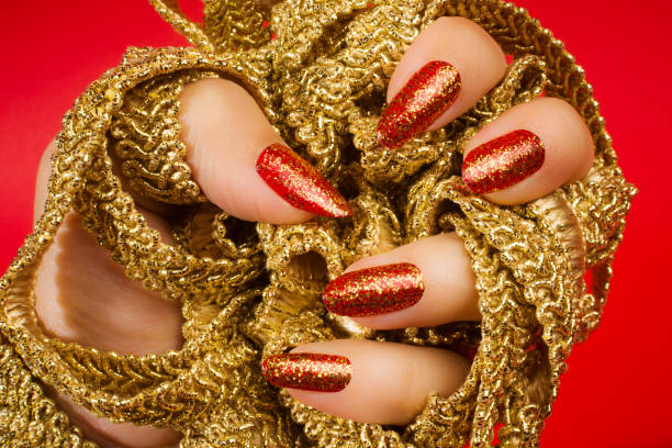 20+ Red And Gold Nails Stock Photos, Pictures & Royalty-Free Images - iStock