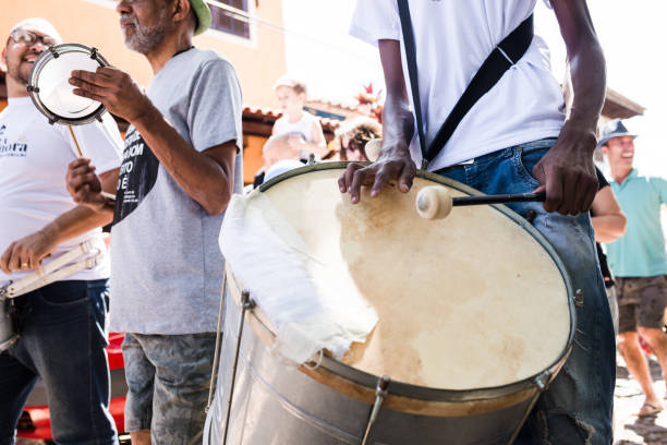 Street carnival in Conservatória, Brazil Conservatória (Rio de Janeiro), Brazil - Sep 09, 2018:  Traditional street carnival out of season in Conservatoria, historic village located in south of Rio de Janeiro State. samba dancing stock pictures, royalty-free photos & images