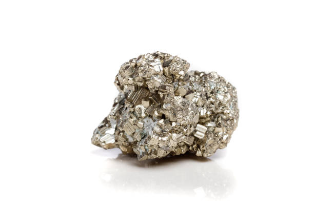 istock Macro mineral stone Pyrite gold on white background 1052210914