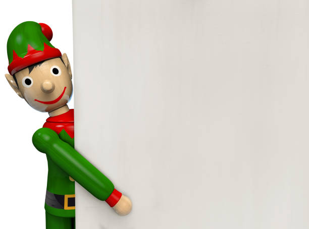 Christmas Elf Holding a Blank Message Board