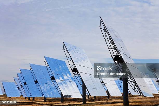 Field Of Renewable Green Energy Solar Mirror Panels Stock Photo - Download Image Now