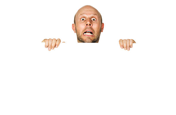 istock Great portrait of a scared man. Isolated on white. 105222079