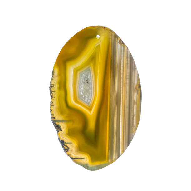 istock Close up of natural yellow agate crystal surface 1052252292