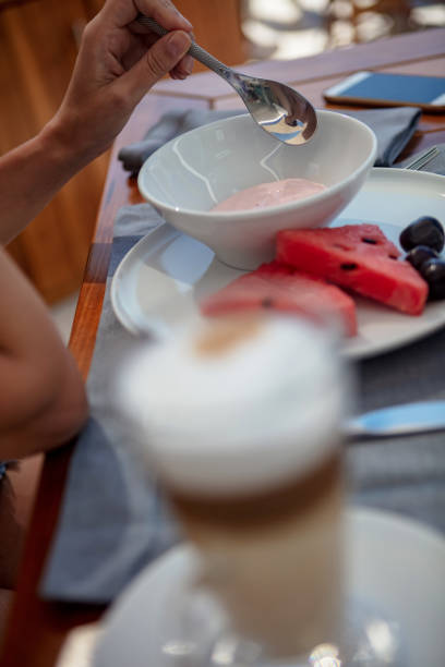 Fruit yogurt for breakfast