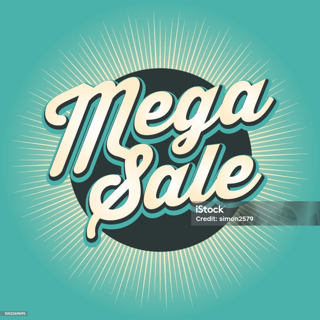 Mega Sale banner design with color starburst background. Vector of Mega Sale banner design with color starburst background..  This illustration is an EPS 10 file and contains transparency effects. Advertisement stock vector