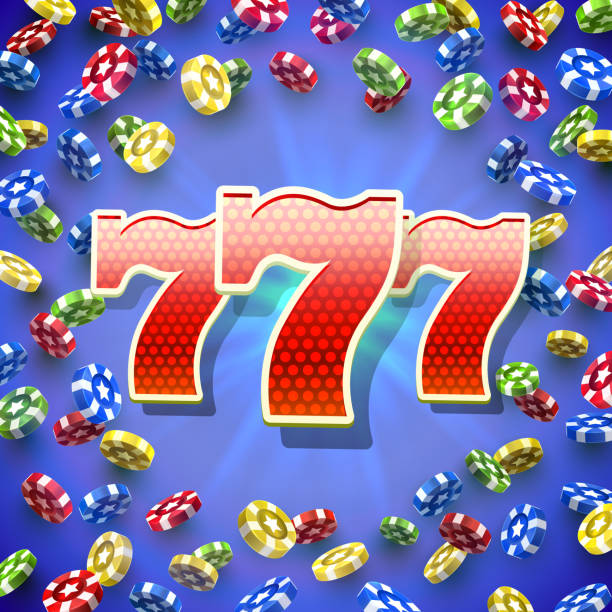 istock Big win slots 777 banner casino on the red background. 1052277864