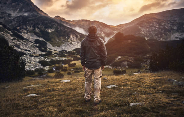 istock Traveling alone in the mountains at sunset 1052289346