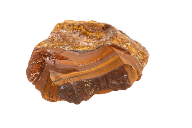 istock Macro mineral stone Tiger's eye in the breed on a white background 1052318206