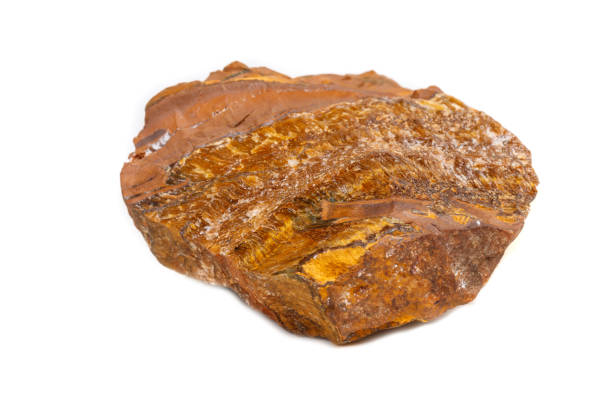 istock Macro mineral stone Tiger's eye in the breed on a white background 1052318276