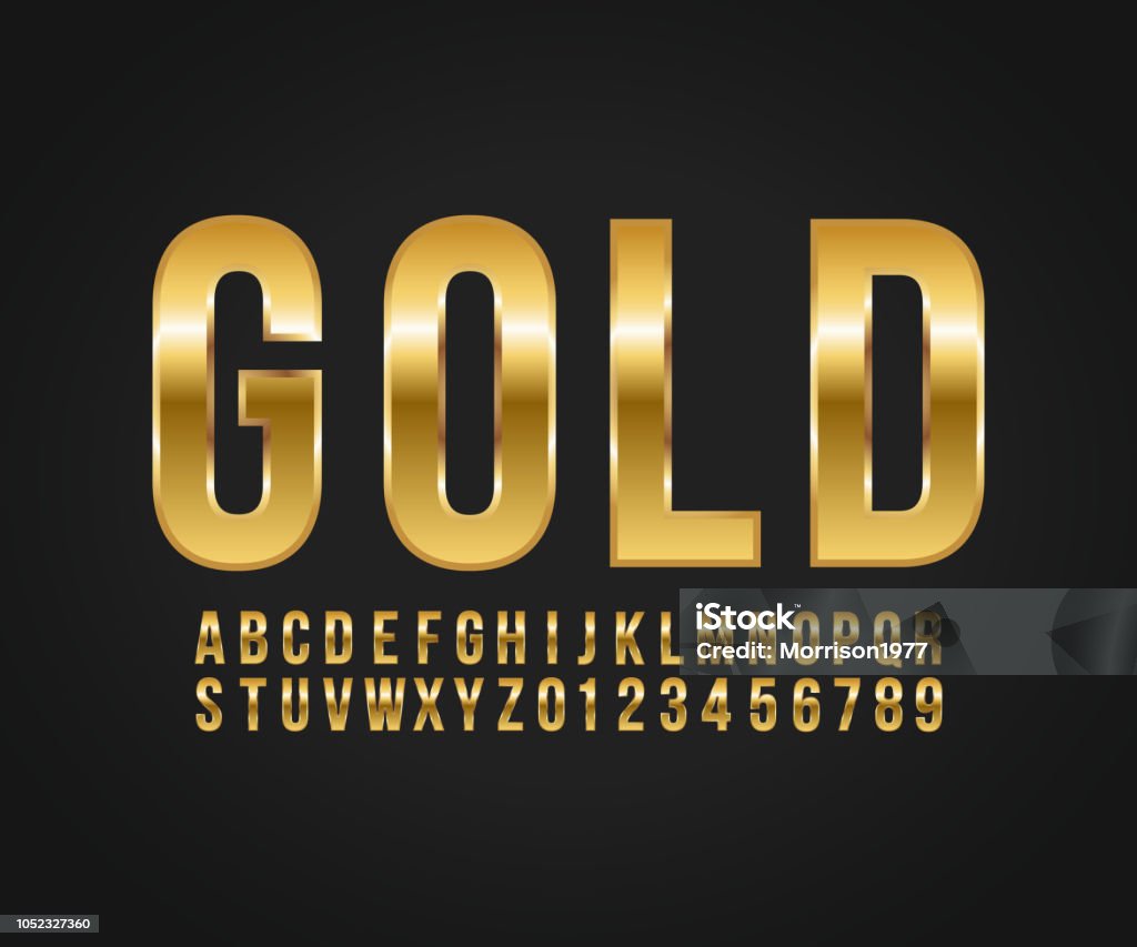 Schrift gold-Effekt Vektor - Lizenzfrei Gold - Edelmetall Vektorgrafik