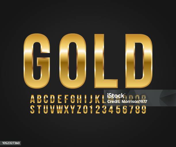 Schrift Goldeffekt Vektor Stock Vektor Art und mehr Bilder von Gold - Edelmetall - Gold - Edelmetall, Text - Schriftsymbol, Maschinenschrift