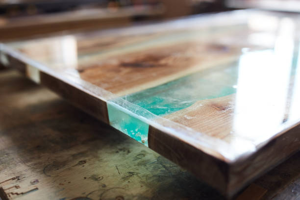 istock Closeup of beautiful table top with resin 1052336430