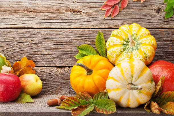 istock Autumn with pumpkins and fruits 1052350014