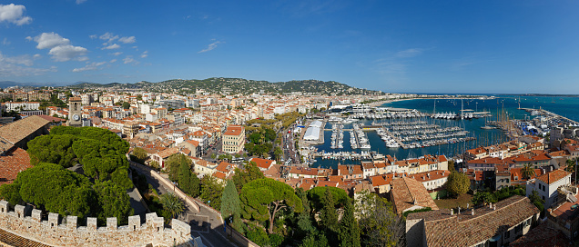 Panoramic view of Cannes - a resort town in the South of France.