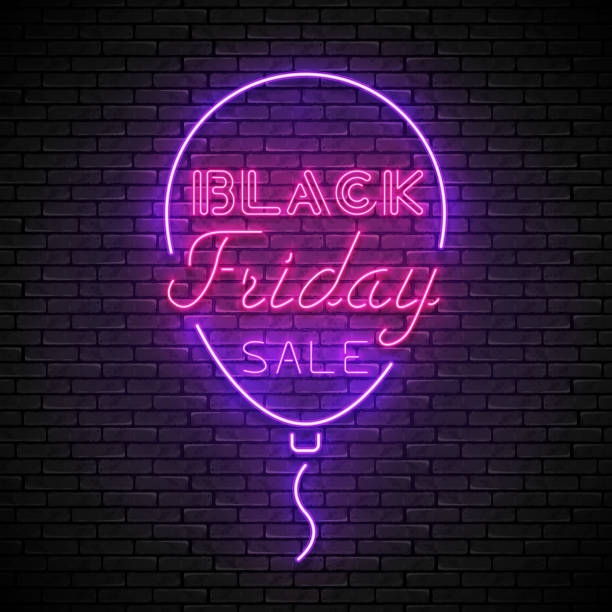 istock BLACK FRIDAY red neon sign with purple balloon 1052390338