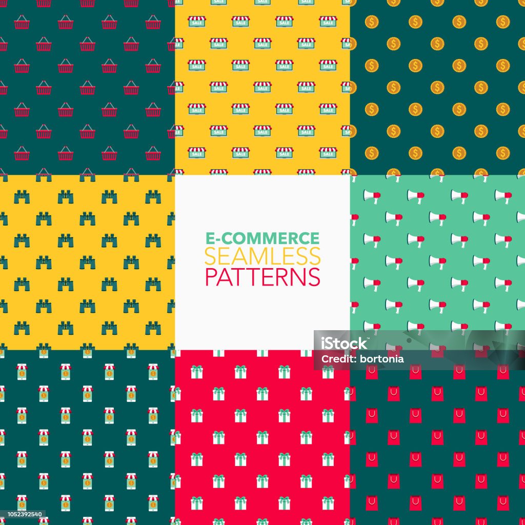Ecommerce Seamless Pattern Set Stock Illustration - Download Image Now ...