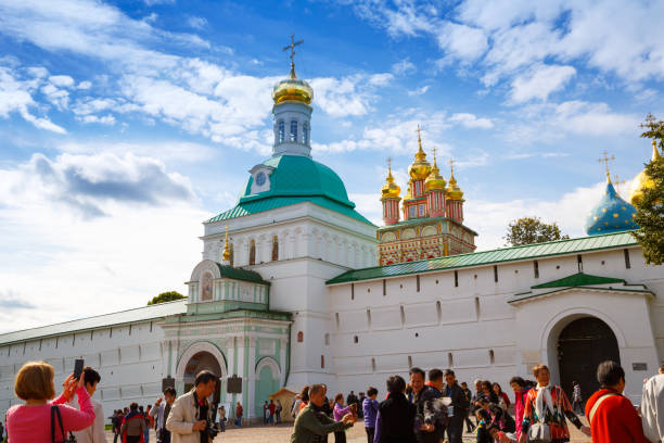The Holy Trinity-St. Sergius Lavra Sergiev Posad, Russia - September 10, 2016 - The Holy Trinity-St. Sergius Lavra with unidentified people. golden ring of russia photos stock pictures, royalty-free photos & images