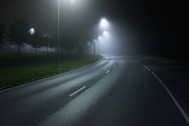 istock A view of the empty highway with lights at night 1052424080