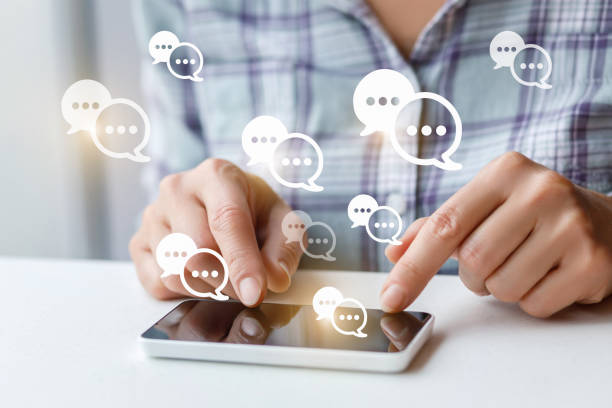 istock Man talking on the social networks . 1052441046