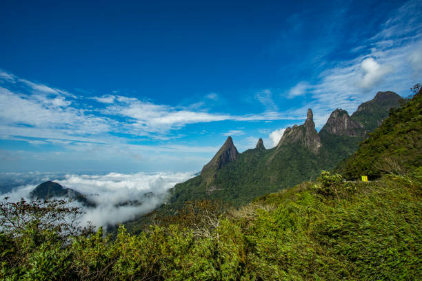 istock Mountains with clouds covering the valley below. 1052457090