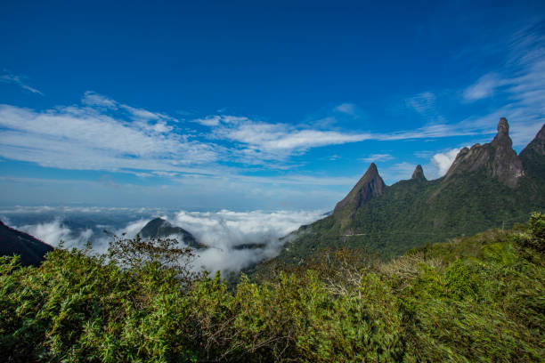 istock Mountains with clouds covering the valley below. 1052457884