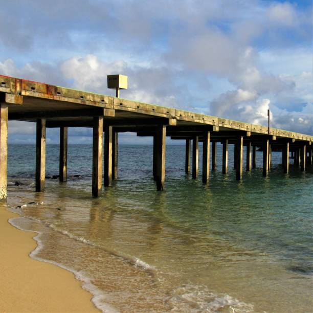 istock Makai beach pier, Waimanalo, Oahu, HI 1052471336