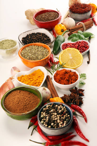 istock Spices and herbs on table. Food and cuisine ingredients. 1052479142