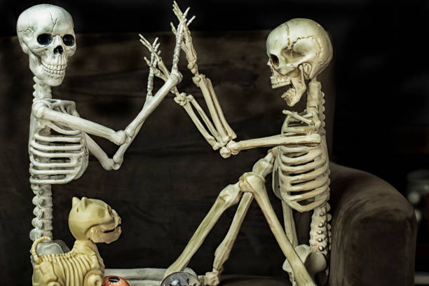 istock Halloween Skeletons getting ready to go trick or treating 1052536934