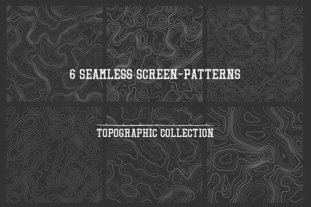 set of seamless patterns topographic lines seamless patterns vector collection, high quality tileable backgrounds montenegro stock illustrations