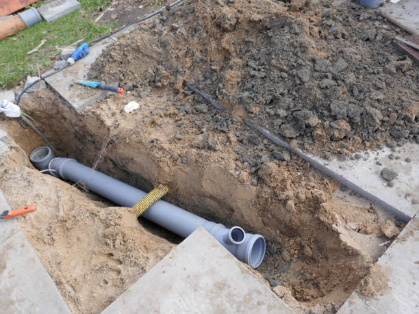 istock Laying and installation of a sewer pipe 1052631278