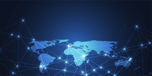 istock Global network connection. World map point and line composition concept of global business. Vector Illustration 1052647638
