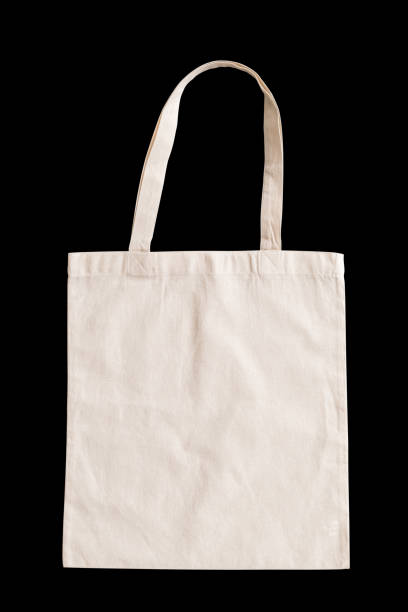 Tote bag fabric cloth shopping sack mockup isolated on black background (clipping path)