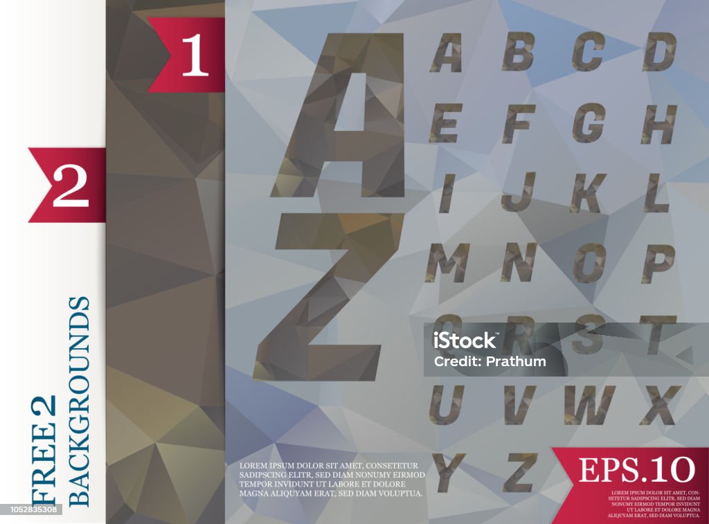 Font With Triangles Crystal Font Polygonal Alphabet Background Geometric Pattern Of ...