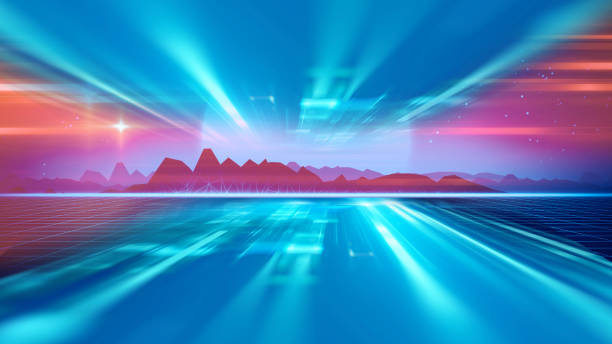 istock Retro futuristic background 1980s style 3d illustration. 1052852946