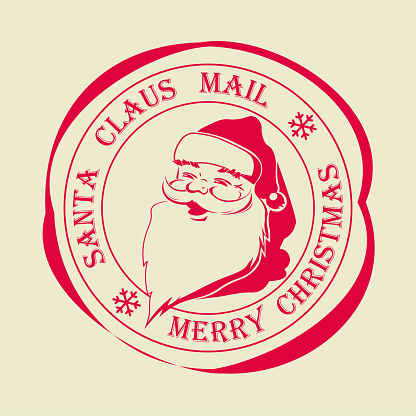 Christmas round stamp with text of Santa Claus post.