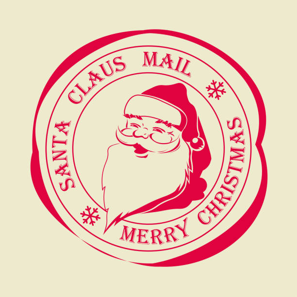 Christmas stamp with text of Santa Claus post. Christmas round stamp with text of Santa Claus post. santa letter stock illustrations