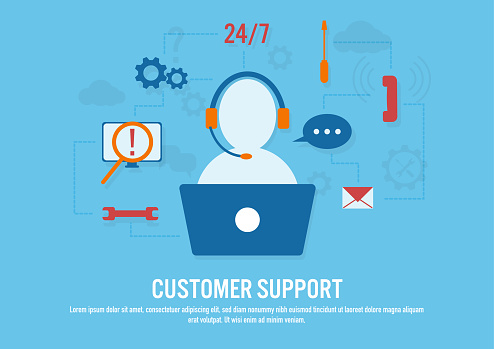 Customer Support Design Examples Flat Design Vector Of Customer Support Concept Stock Illustration ...